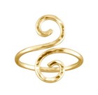 Ladies Big Swirl Adjustable Toe Ring Yellow Gold Plated Solid Metal 925 Silver