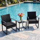 3 Pieces Patio Furniture Set  Outdoor Rattan Bistro Set With Coffee Table  Durab