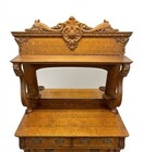 Antique Victorian Tiger Oak Sideboard Buffet Mirror Lion Heads Quarter Sawn