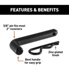 Black Hitch Pin 5 8  Diameter 4  Effective Length - For 2  Or 2 5  Receivers