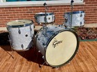 1950s Gretsch 6 Ply Round Badge Name Band Outfit Drum Set White Marine Pearl