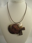 Lee Sands Set Of 3 Black Mop Pendants W Leather Cord Snap Closure Choker