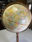 Vintage Replogle 12    World Globe On Wood And Metal Stand 31    Tall 