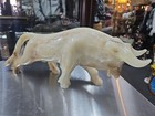 Vintage Onyx Carved Bull Statue Ox Sculpture Stone Figurine 15 5  Long  7  Lbs
