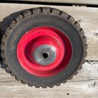 Vintage 2 Red Metal Wheels With Rubber Tread Tire For Pedal Car wagon scooter
