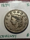 1834 Coronet Large Cent Us Copper Newcomb 2 Variety