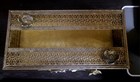 Vintage Brass Tissue Box Cover Rose Filigree Weave Hollywood Regency Mid Century