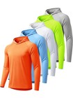5 Pack Mens Upf 50  Sun Protection Long Sleeve Hoodie Quick Dry Rash Guard