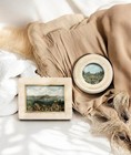 Set Of 2 Original Still Life Boho Landscape Paintings In Real Marble Frames