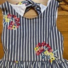 Rare Editions Blue White Striped Embroidered Floral Tank Girls Dress Size 7