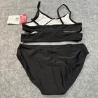 Kanu Surf Girls Size 14 Black 2 Piece Bikini Swimsuit Wrap Top Swimwear Nwt