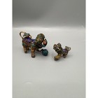 Vintage Chinese Cloisonn   Foo Dog Pair Enamel Silver Gilt Filigree Small   Tiny