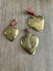 One Vintage 2  Mexican Etched Brass Heart Ex Voto Milagro Devotional Prayer