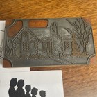Vtg Printing Letterpress Printers Block Cuts Cottage Scene Family Silhouette 