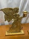 One Pair Vintage Angel Sculpture Solid Heavy Brass Figurine Candle Holder 9 Inch