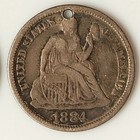 1884 Love Token Seated Liberty 10   Engraved    vet-may 30    Chain Hole Lt29