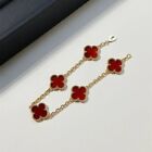 Van Cleef   Arpels Vintage Alhambra Bracelet Carnelian 5 Motifs Yellow Gold