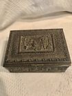 Antique Ornate Embossed Bronze Trinket Jewelry Box Casket Footed 6 25   x 4 25   