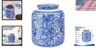 Porcelain Decorative Jar  Blue White  Paisley Pattern  5 35 w X 6 93 h