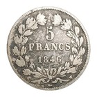 1846-w France 5 Francs Large Silver Coin Km 749 13 Louis Philippei