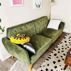 New Boho Futon Tufted Back Sofa Sleeper Bed Light Green Velvet Convertible Couch