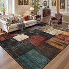 Colorful Geometric Patchwork Washable Area Rug 4x6 Feet Non Slip Throw Decor