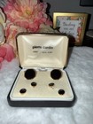 Vintage Pierre Cardin Cufflinks Shirt Stud Set Black Gold Tone Original Box