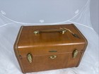 Vtg Samsonite Brown Train Case Makeup Vinyl Luggage Complete W key Very Clean