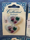 Westrim 13 16    Pink Water Lily Flower Ceramic 2 Hole Buttons Lot 4 Button Cards