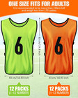 24 Pcs Soccer Scrimmage Practice Vests Reversible Numbered Soccer Team