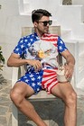 Male Hawaiian Romper Fashion Zipper Slim Fit Jumpsuit With Pocket Large A1-usa
