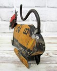 Rustic Small 5 25  X 7 75  Recycled Colorful Scrap Metal Laying Cat Kitty Home