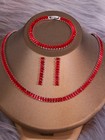 3pcs set Cubic Zirconia Inlaid Tennis Necklace Bracelet Stud Earrings Simulated