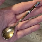 Antique Russian 84 Silver Enamel Spoon- 1880