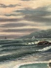    fine Antique Coastal Seascape Oil Painting Old Vintage Ocean Landscape 1941