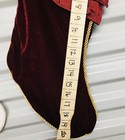 Christmas Stocking Red Velvet And Fabric Ruffles Gold Corded Trim