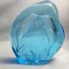 2002 Wyland Two Dolphins Kissing Paperweights Blue Glass 