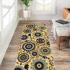 Custom Size Stair Hallway Runner Rug Rubber Back Non Slip Beige Floral Medallion