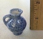 Vtg Enesco Sponge Ware Miniature Ceramic Pitcher 1983 Dollhouse Blue White Jug