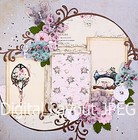 Digital Layout - Sewing Ephemera   Blooms Fancy Shabby Chic Scrapbook Page Jpeg