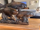 Vintage Attila Tivadar Trout Fish Sculpture Mcm Cast Stone Faux Bronze An-12