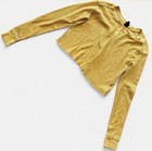 Wild Fable Crop Top Large Yellow Waffle Knit Long Sleeve Henley Shirt Womens Nwt