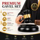 Wood Judge Gavel And Sound Block Set  Black Gold Legal Decor For Office Display