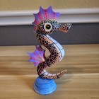 Oaxacan Alebrije Mexican Folk Art Orange Seahorse Wood Carving Hand Painted 