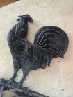 Vtg Aluminum Black Rooster Chicken Outdoor Weathervane  21 x11 75  Topper