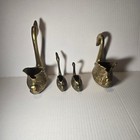 Vintage Great City Traders Solid Brass Swan Family Set Of 4 Handcrafted Academia