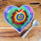 Inspired Generations Happy Groovy Heart Bowl   Spoon 5  Tie Dye Rainbow Aluminum