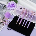 8 Pcs Ballpoint Pens Set Metal Crystal Diamond Pen- Purple