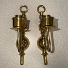 Set Of 2 Vintage Solid Brass Ornate Wall Sconces Candle Holders Decor Pair 12   