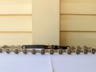 Vtg Versace Estro Versa Leather Belt With Gold Lion Medallion Chain Sz L 